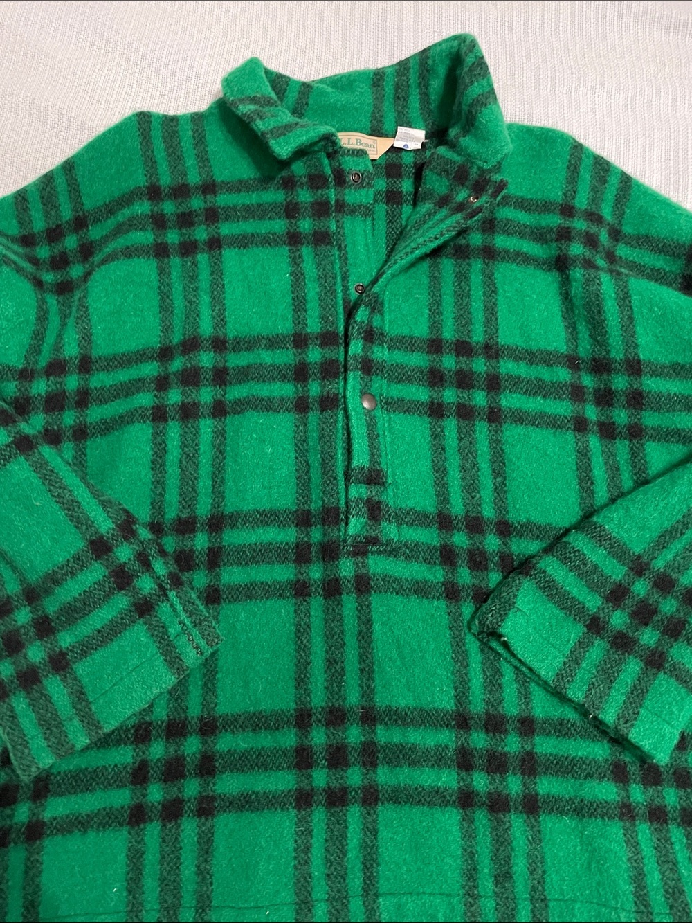 L.L. Bean Green and Black Plaid Zip-Up Sweater